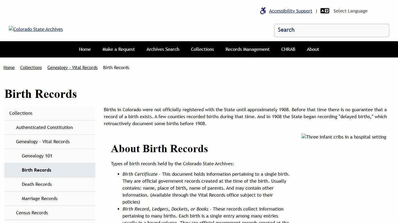 Birth Records Colorado State Archives